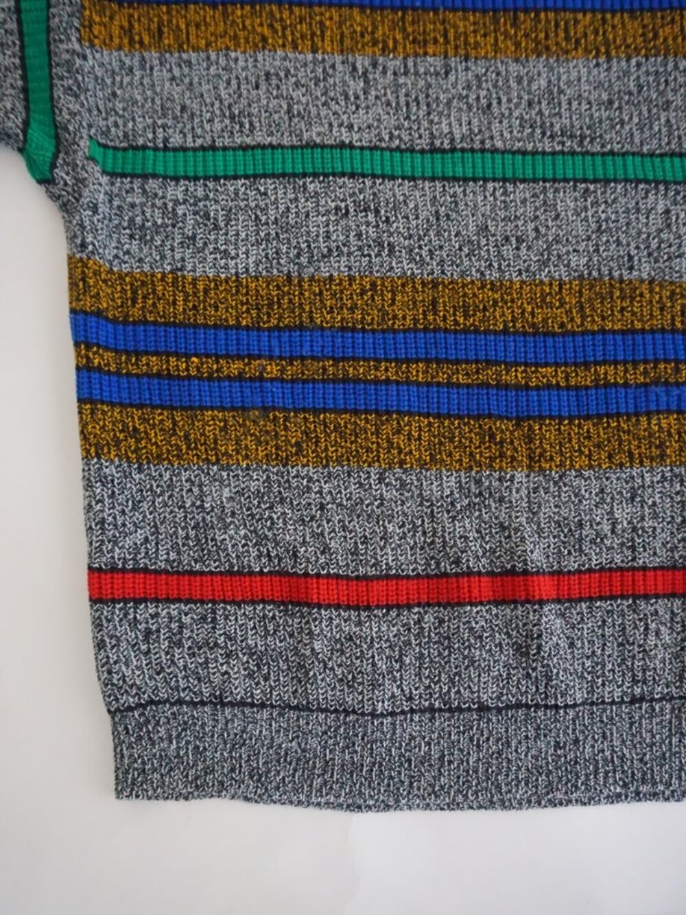 Vintage Gianni Grey Multicolor Striped Colourblock Chunky Knit Sweater 22/24 - Picture 6 of 10